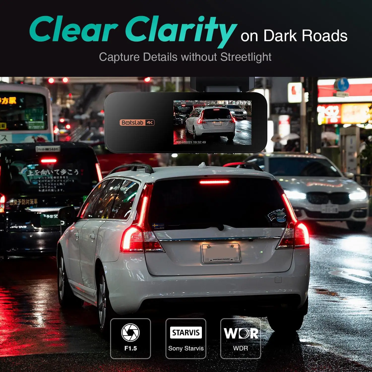 4K داشكام أمامي وخلفي، 170 ° Ultra Wide، ADAS، IMX415، رؤية ليلية، WiFi GPS، تسجيل حلقة، بطاقة 64 جيجابايت مجانية #4