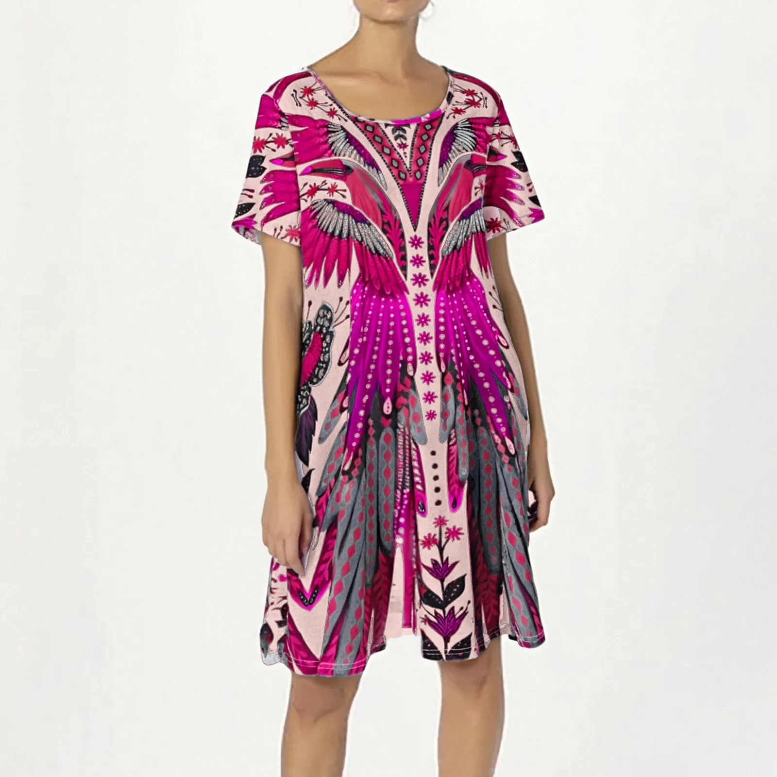 Faux Butterfly Pattern Dress Maxi Dresses For Women Boho Summer Dresses 2025  Birthday Dresses Short-Sleeved Dress Vestidos Midi