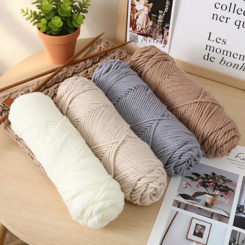 95g/Stück Milchbaumwollgarn, weiches, einfarbiges Liebhabergarn, 8-fädiges Strickgarn für handgemachte DIY-Schals und Mützen