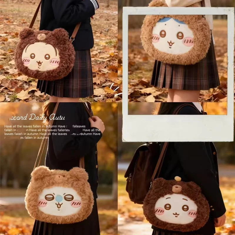 

Cute Chiikawa Bear Ear Fluffy Plush Bag Kawaii Hachiware Usagi Momonga Cartoon Crossbody Bag Soft Shoulder Bag For Teens Girls