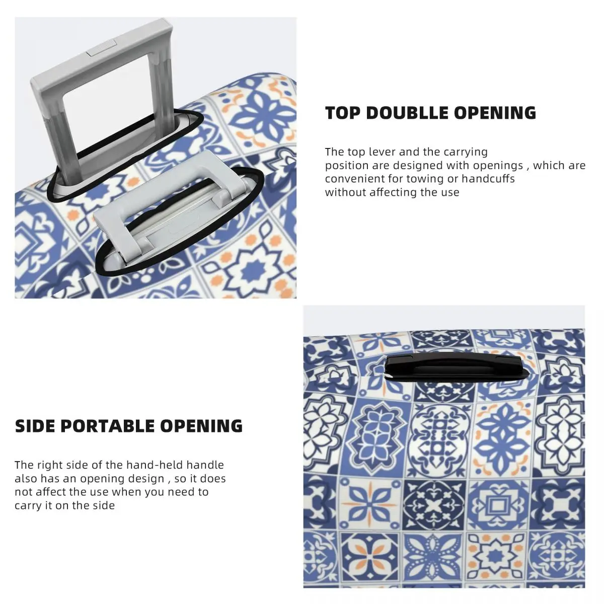 Protetor De Mala Personalizada para Bagagem, Azulejo Português, Flor De Azulejo Engraçado Portugal, Capa De Mala Azul Terno para 18 "a 32"