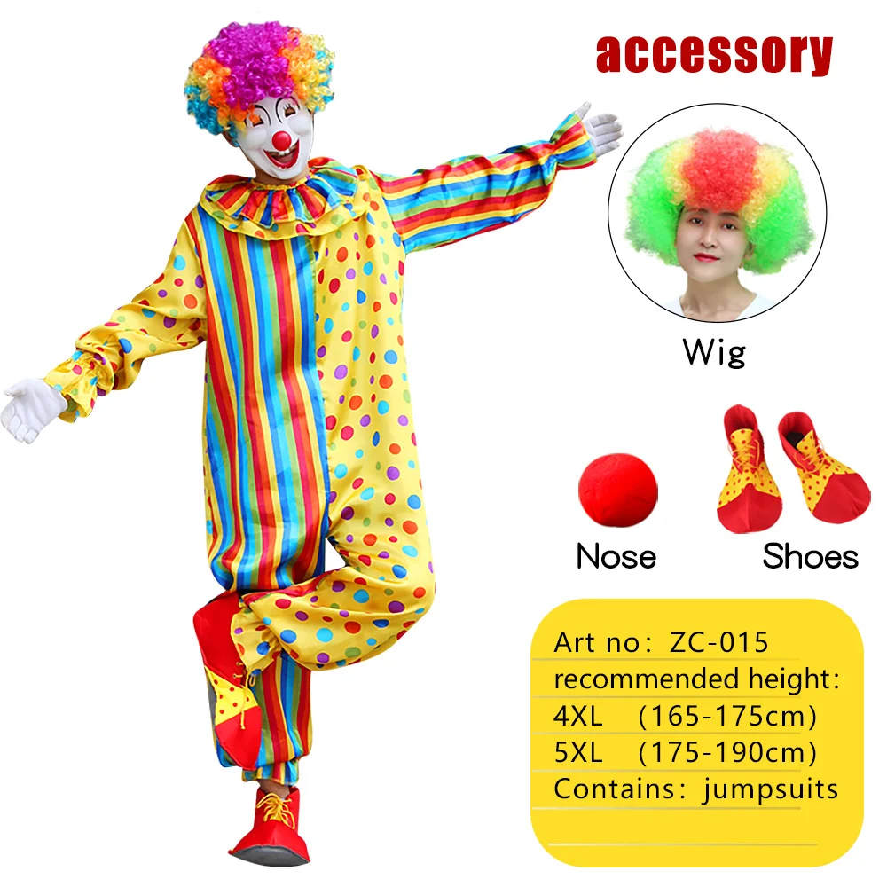 Adult Rainbow Clown Jumpsuit Featuring A Bright Colorful Pattern Funny Clown Costume Set for Height 165-185cm image 5
