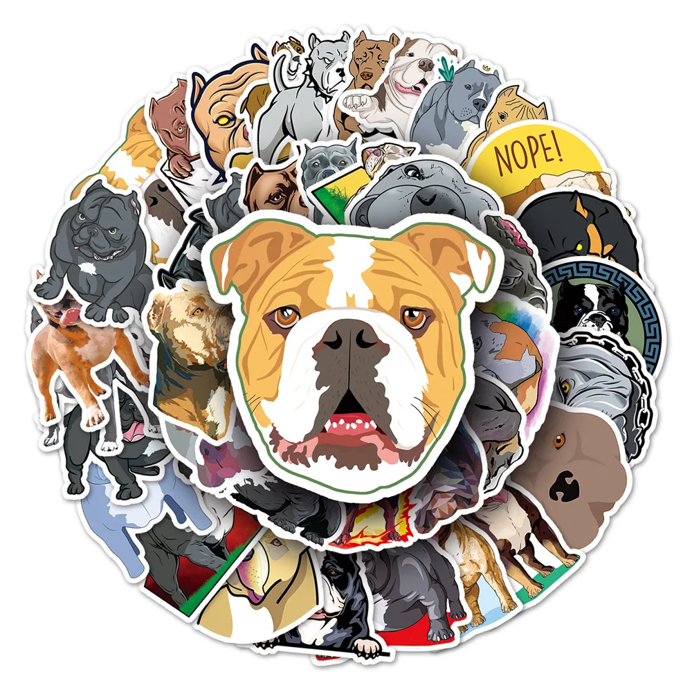 50pcs American Bully Pitbull Stickers Pack Suitcase Laptop Phone Cute Dog Sticker DIY Journaling Materials Journal Accessories