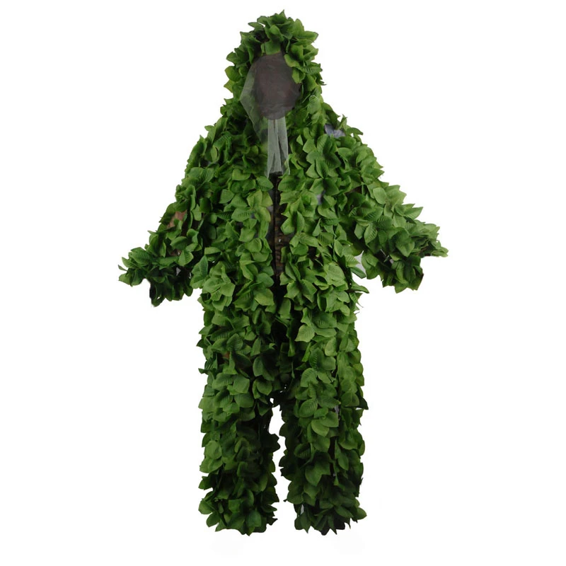 

Tactical Hunting Ghillie Suits Breathable Mesh+Green Leaf Hunter Military Bionic Clothes Forest Sniper Airsotf Shooting Clothing