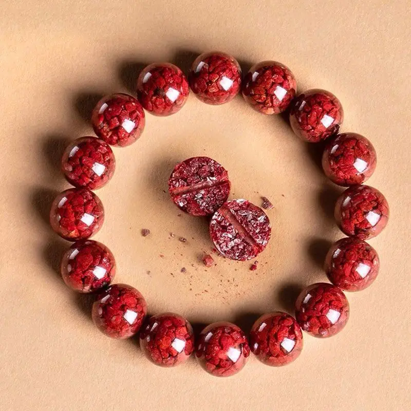 Pure Natural Raw Ore Crystal Sand Cinnabar Bracelet Birth Year Natal Buddha Beads Charm Blessing Handstring High-grade Jewelry