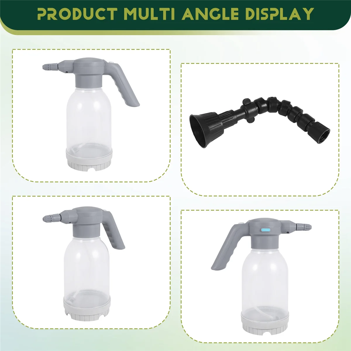 RIRI 2L Electric Automatic High-Pressure Garden Water Spray Bottle 360 Degree Battery Sprayer Watering Hose USB Charging