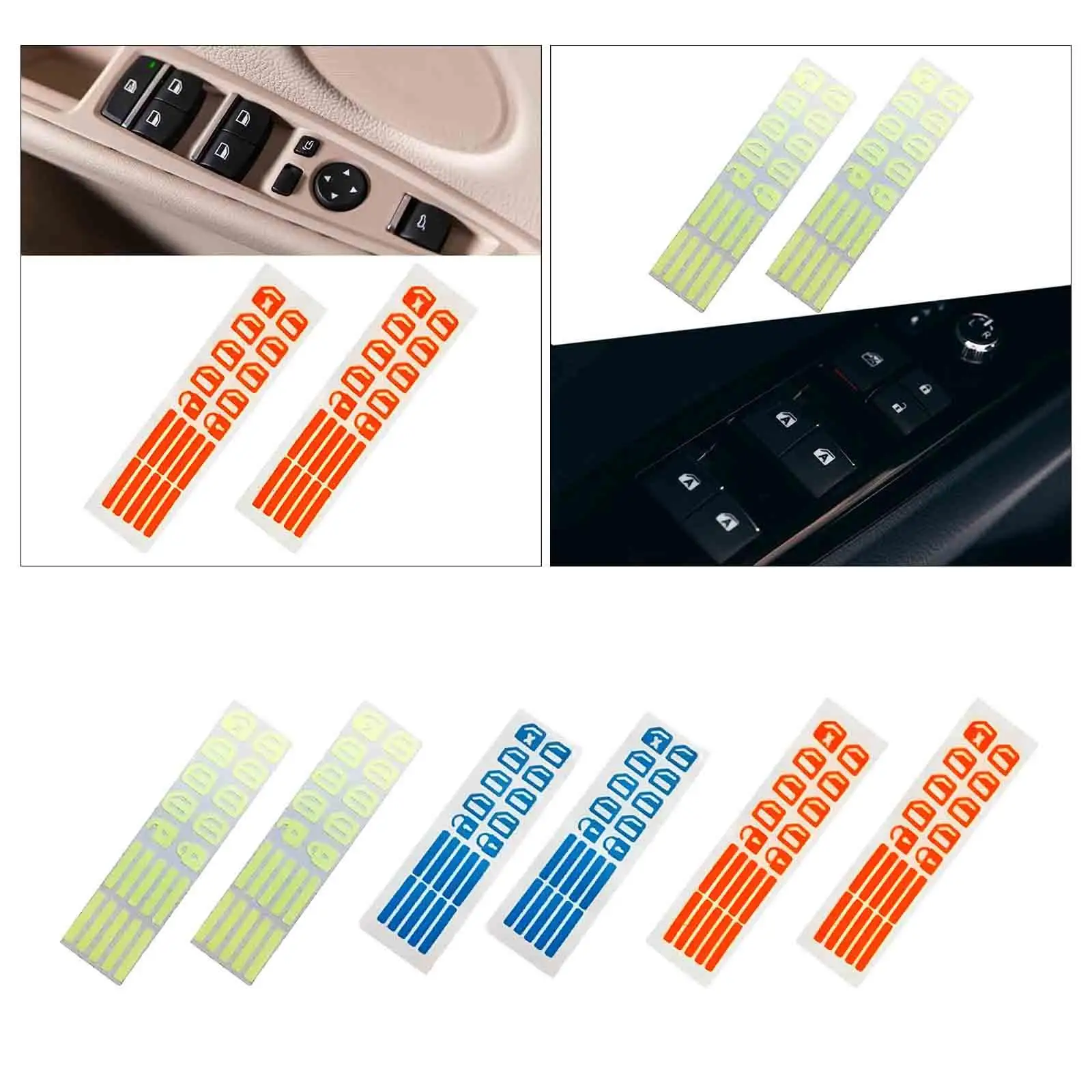 Auto Night Glowing Stickers Car Switch Button Fluorescent Decals Interior Accessories for All Vehicle Models