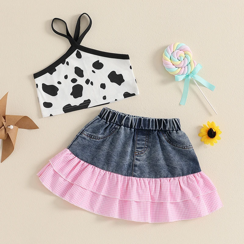 

Adorable Baby Girl Summer Outfits Sleeveless Tank Tops Floral Print Ruffles Patchwork Tutu Skirts 2Pcs Clothing Set for Toddler