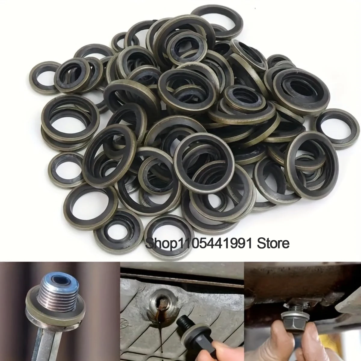 100pcs Set of Automotive Oil Pan Drain Plug Gaskets - Including Drain Bolt Gasket, Rubber Gasket, and Replaceable Seal