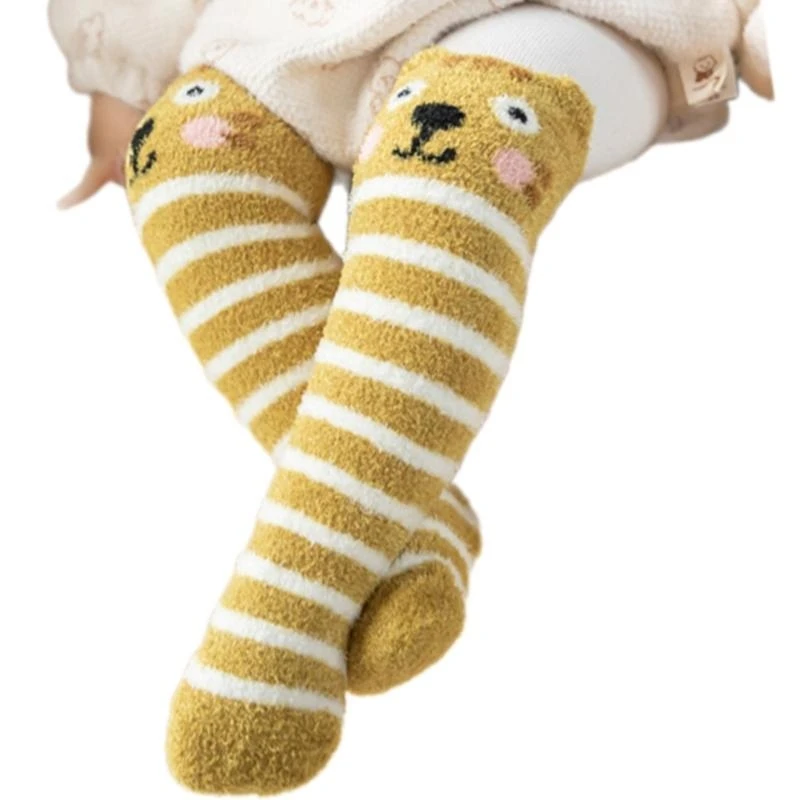 N80C Warm Over the Knee Socks for Baby Comfortable Thick Lining Winter Autumn Stockings for Toddler 0-3Years Old