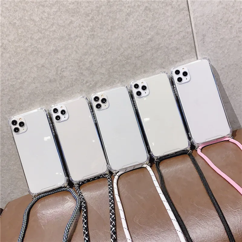 Strap Cord Chain Transparent Phone Case For Google Pixel 7 9 Pro 8 8A 7A 6 6A Pixel 5 5A 4 4A 3 XL 3A Neck Lanyard Soft Cover