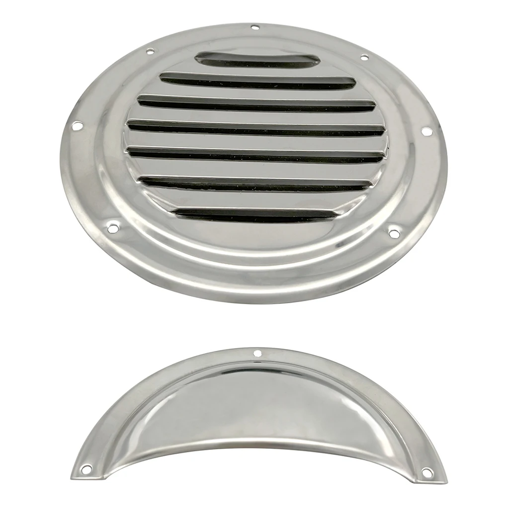 5-inch Vent Round Cover Stainless Steel Marine Ducting Circulation Ventilation Louvered Exterior Yachts Boat Polish Blower Cap