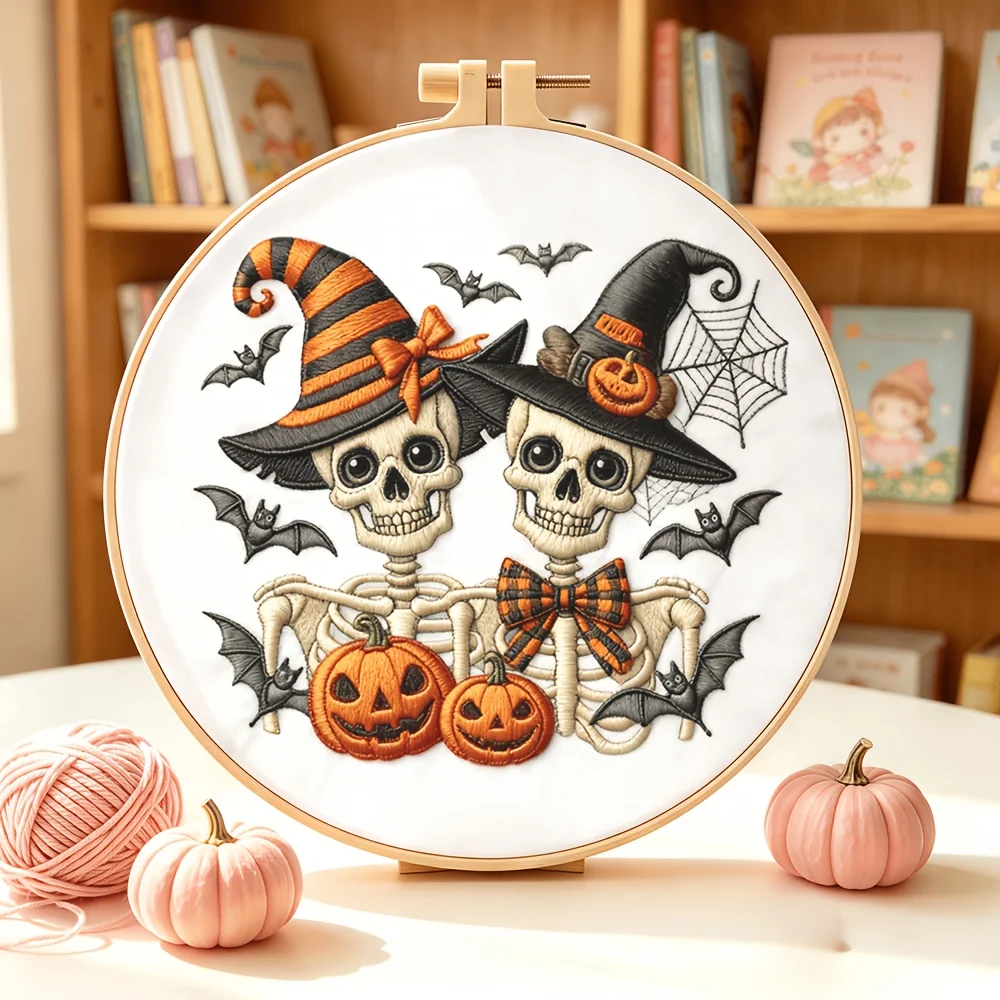 Embroidery Stitch Practice Kit Pre‑Printed Fabric Bamboo Hoop Thread Needles Learning Hand‑Stitching Craft Set