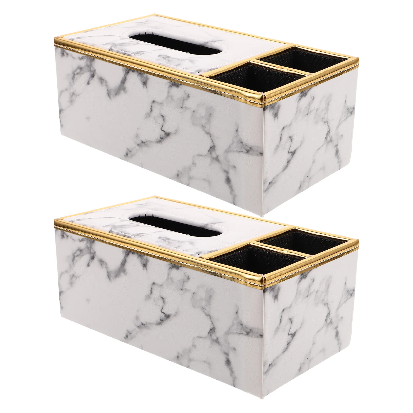 

2Pcs Modern PU Tissue Box Cover Marbling 9.4 X 5.1 X 3.7 Multipurpose Tissue Storage Box Organizer Facial Tissues Boxes