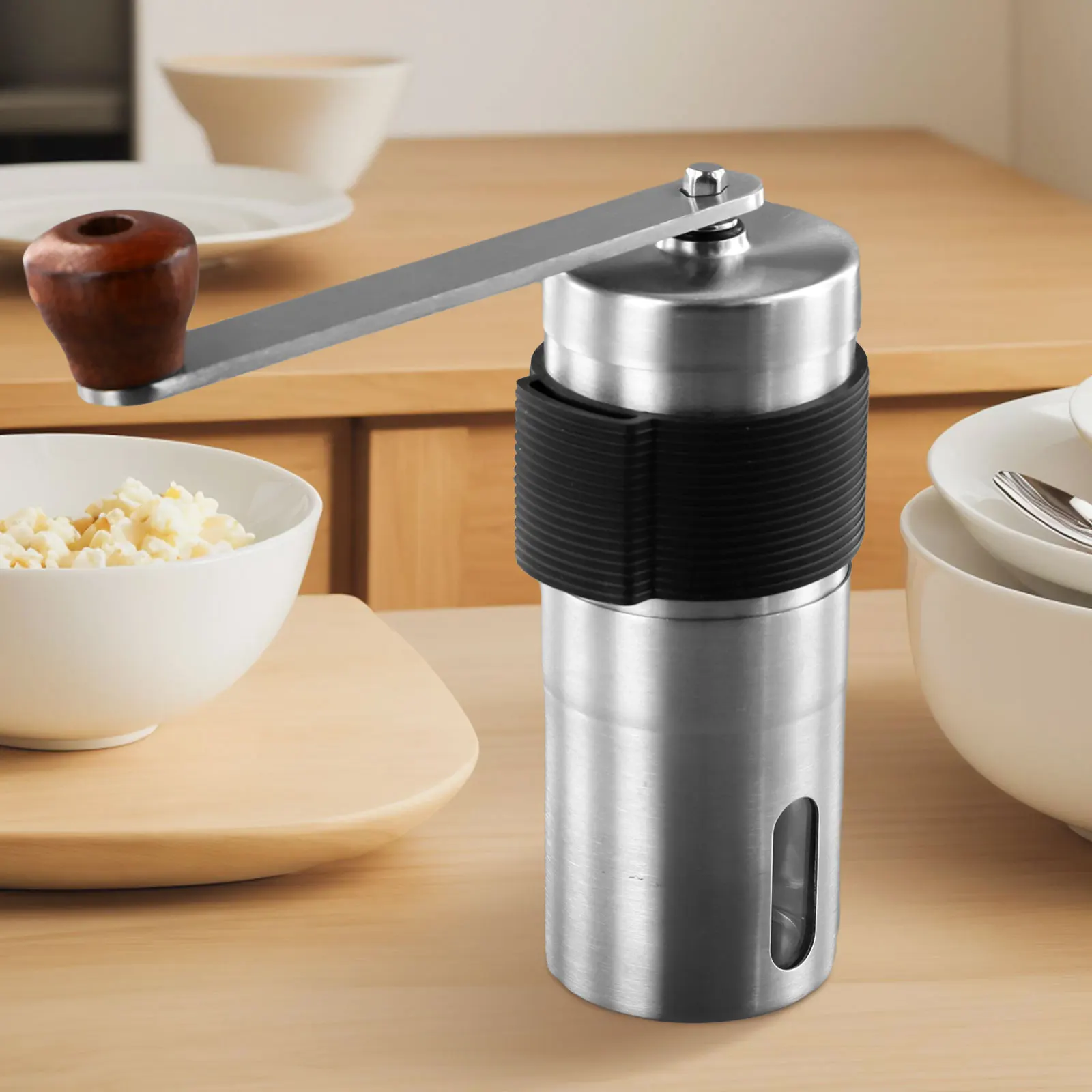 

Ручная мельница для кофейных зерен, серебристая, нержавеющая сталь, 4,8*12,5 см, легко чистится, легко захватывается, ручная мельница для эспрессо, новинка