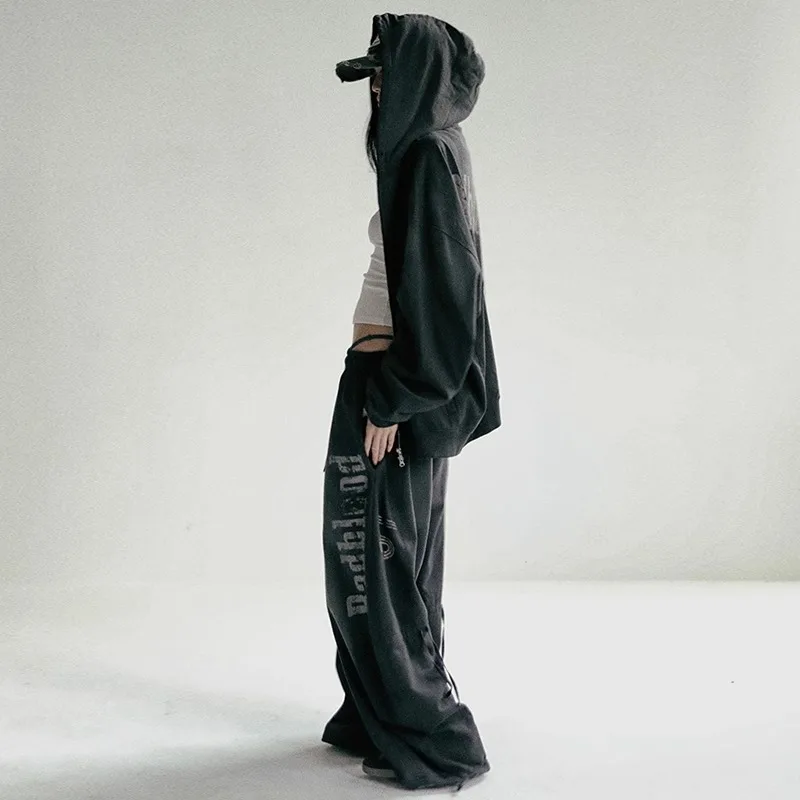 Badblood Sweatpants Korea Retro Casual Pants Women Loose Washed Old Sports Pants