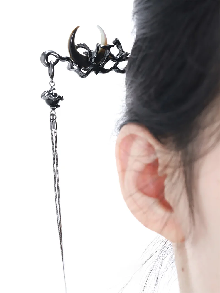 The New Black Moon Hair Pin For 2024 Is A Chinese Retro Style Alloy Jewelry Party Gift For Women