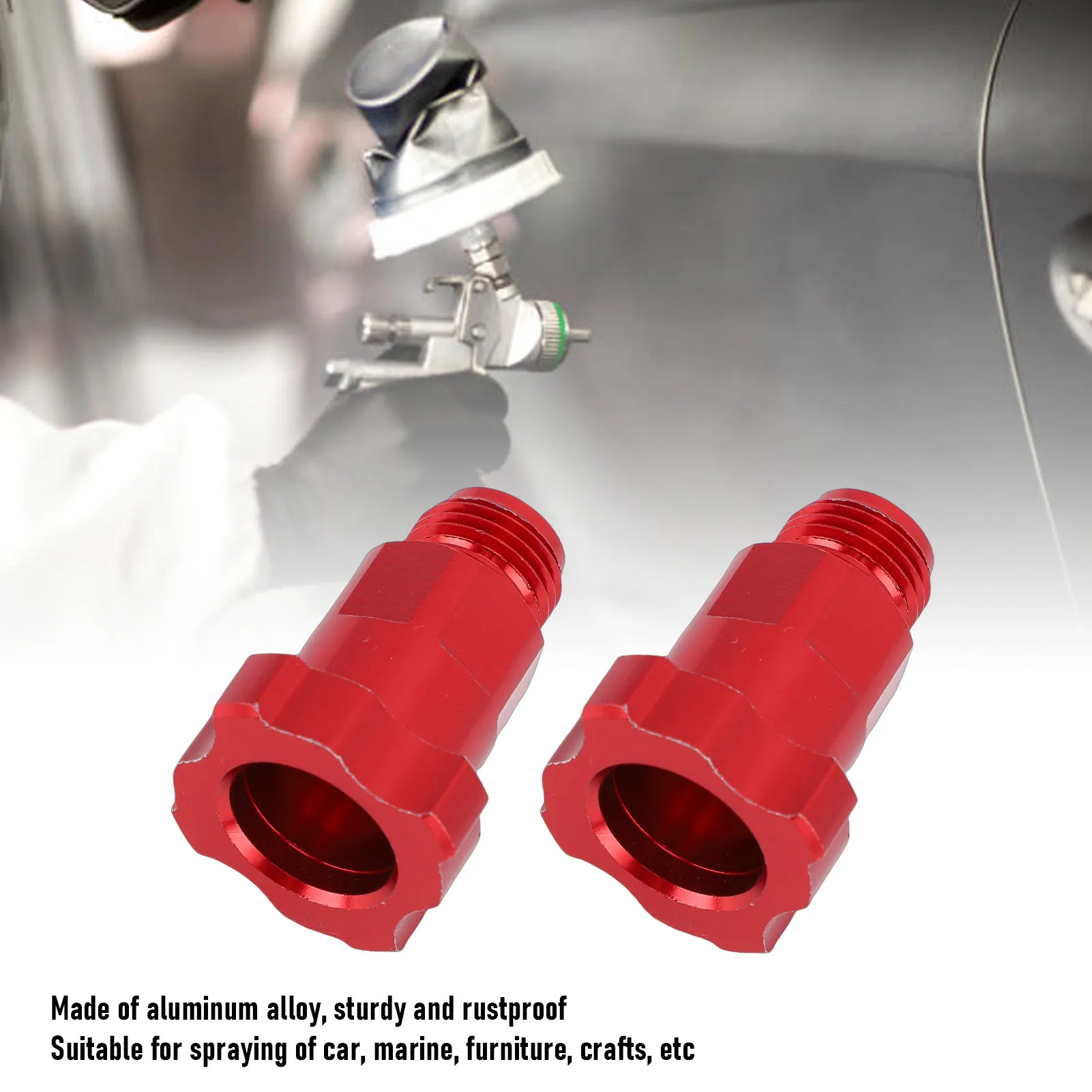 2PCS Spray Gun Cup Adapters Aluminum Alloy Paint Sprayer Cup Converter M16 Male Thread 1.5mm Pitch Red Paint Sprayer Cup Adapter