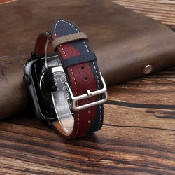 Genuine Leather Strap for Apple Watch Band 9 8 7 6 5 4 3 2 1 SE Bracelet Apple Watch Ultra 49 45 44 42 41 40 38mm for iWatch