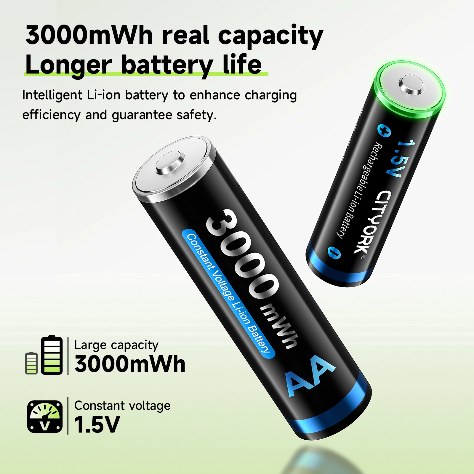 CITYORK 1,5 V Li-ion AA batería recargable 3000mWh litio 2A baterías de iones de litio + 4 ranuras caja de carga inteligente para batería aa aaa