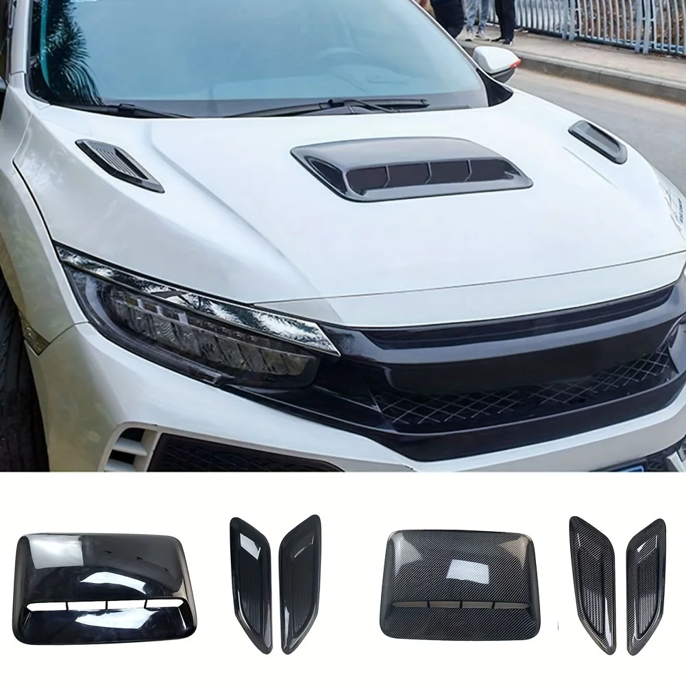 

3pcs Universal Car Air Flow Intake Hood Scoop Vent Bonnet Cover - Boost Your Vehicle's Exterior Style! Hood Vents