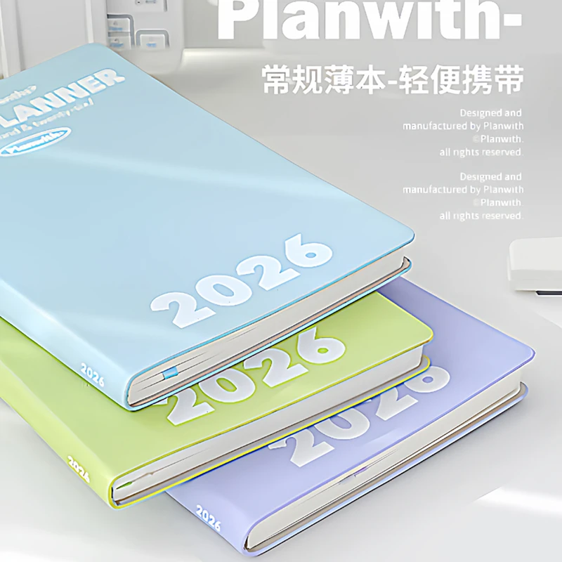 Planwith 2026 المحمولة سليم A5 دفتر مخطط السنة السنوية شهر أسابيع خطة صفحة واحدة يوميا ألوان الموضة أفضل الهدايا لعام 2026