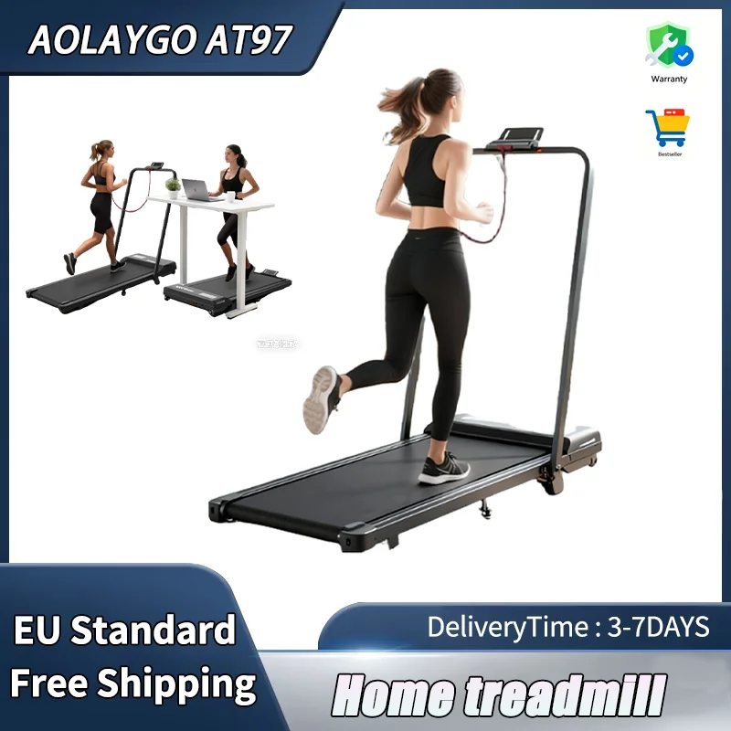 Tapis roulant portable AOLAYGO AT97, moteur sans balais 2,5 CV, vitesse de 1 à 10 km/h ​ ​ Genouillères antidérapantes et amortissantes pour tapis de course, adaptées à la maison, au bureau, à la perte de poids et au fitness