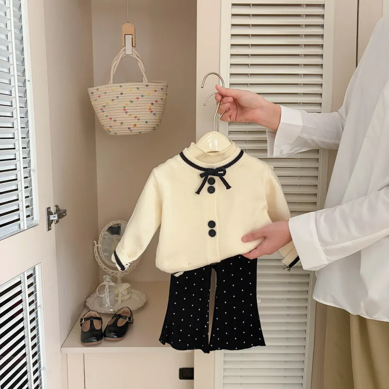 2026 Autumn New Girls Polka Dot Flared Pants Children Casual Pants Fashion Baby Girl Trousers Cotton Toddler Clothes