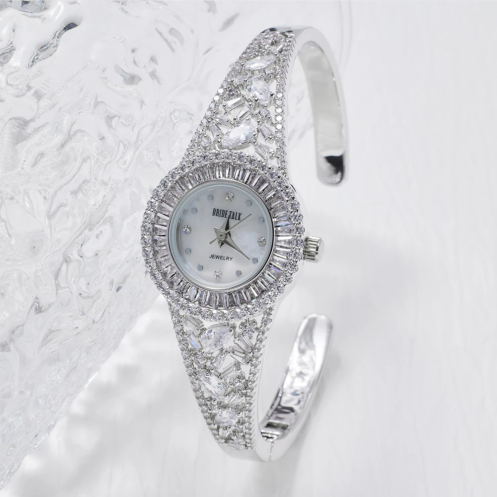 013294 Luxury Women's Watches Cubic Zircon Full CZ Bangle Watch for Lady's Wedding Party Fashion Jewelry  Accessory