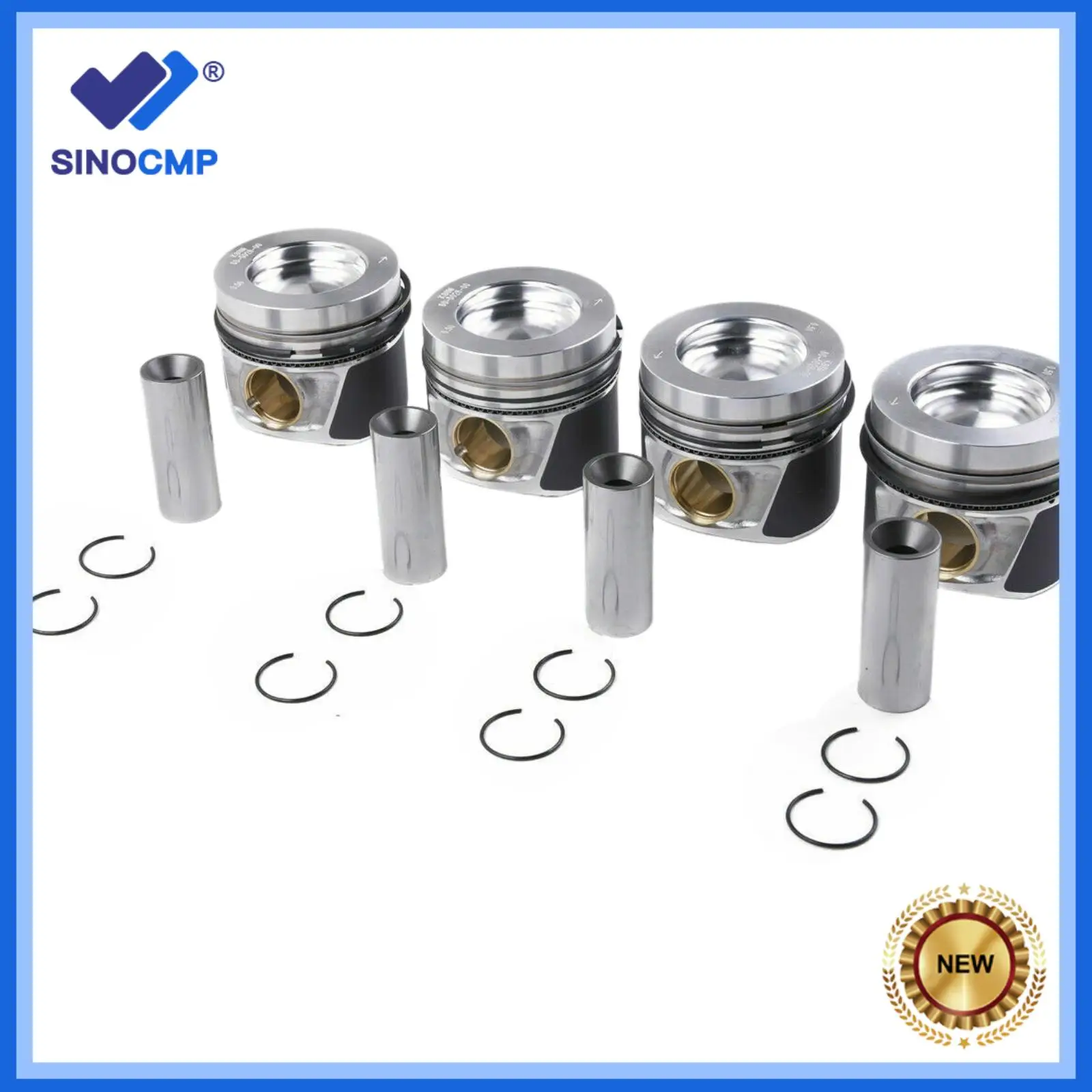 4pcs Engine Pistons + Rings Set 03L107065M for VW Jetta Golf Passat Audi 2.0 TDI CJAA Auto Parts