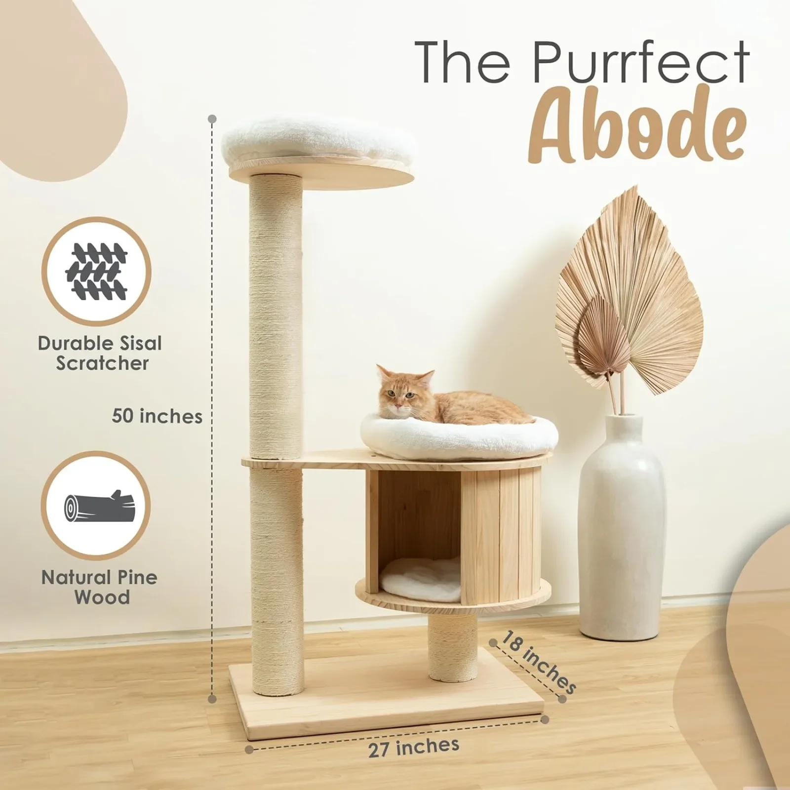 US Modern Cat Tree with Toys for Indoor Cats - 50