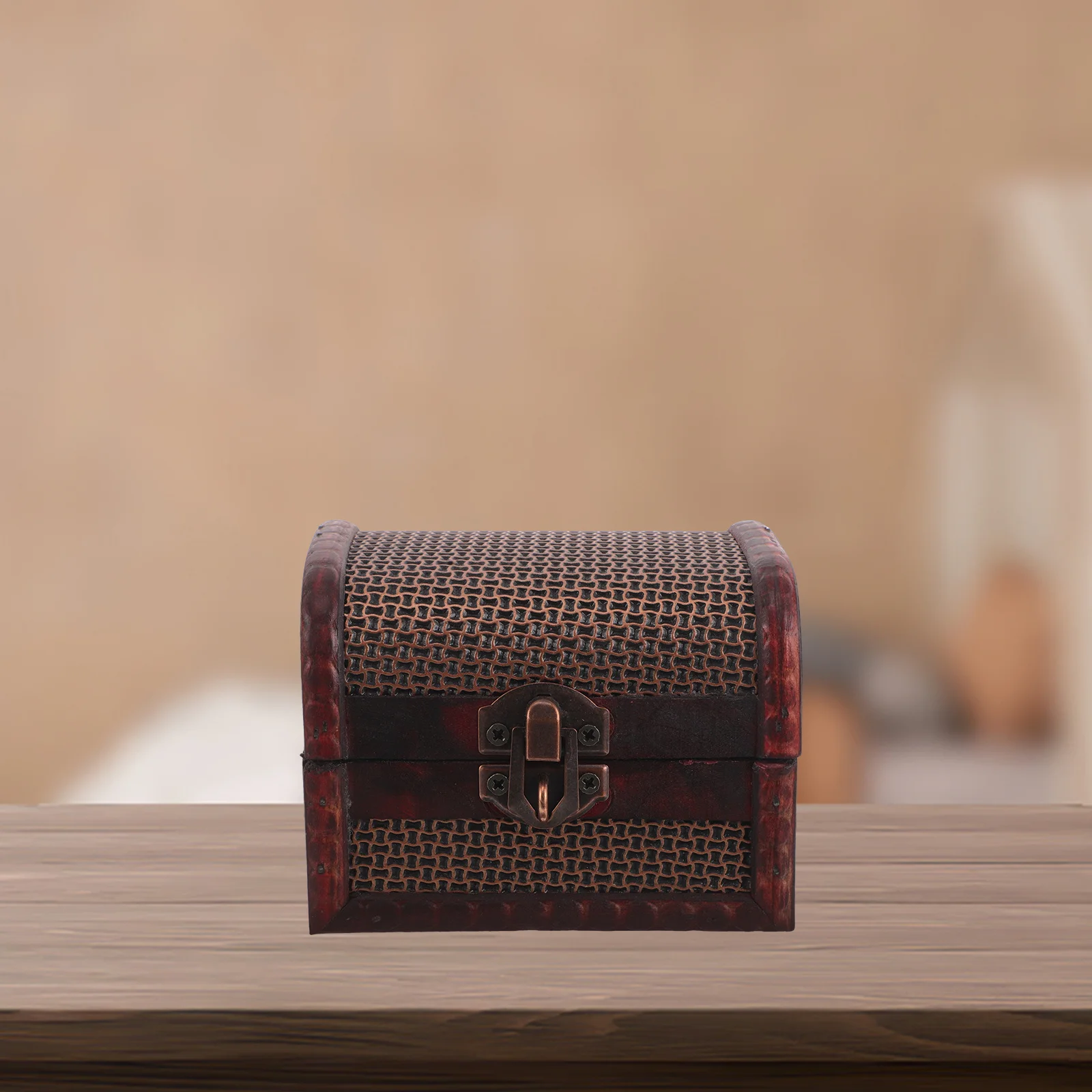 

Vintage Wooden Jewelry Keepsake Box Lock Trinket Holder Decorative Treasure Chest Small Organizer Home Storage