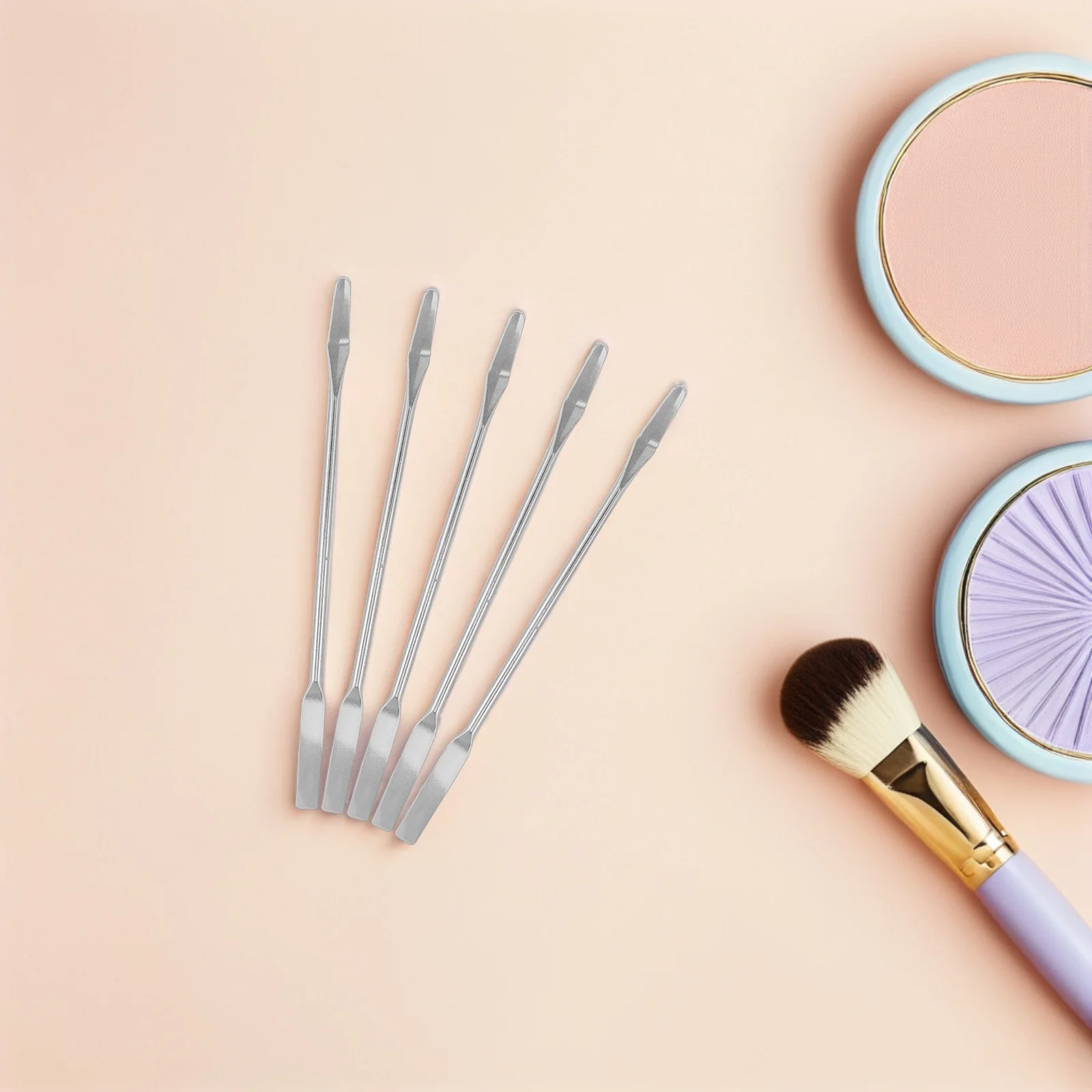 

20pcs Stainless Steel Mixing Spatula Double Ended Makeup Tool For Precise Foundation Blending Face Mask Skincare Beauty