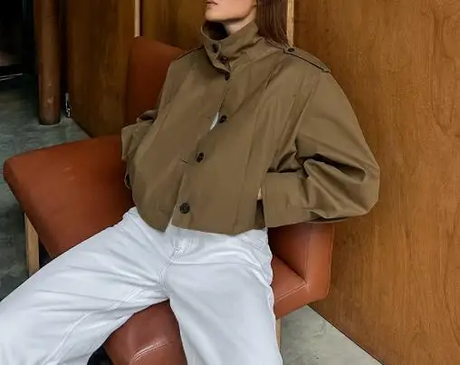 Women's Jacket 2025 Autumn Fashion New Jacket Khaki Lapel Temperament Simple Single Breasted Jacket Shipped Within 48 Hours