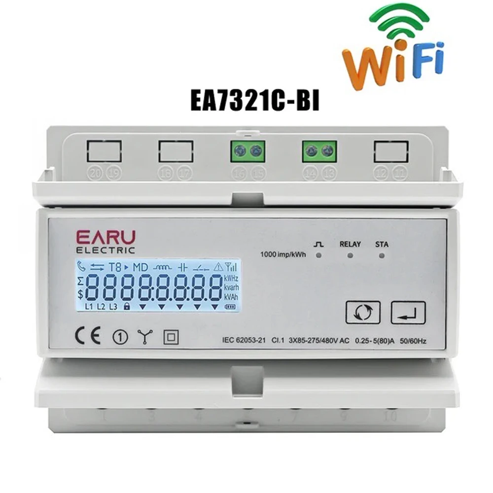 Tuya WiFi/ZigBee Three Phase Two-way Bidirectional Energy KWh Meter Monitor Wattmeter Support Modbus RTU DL/T645-2007 Protocol