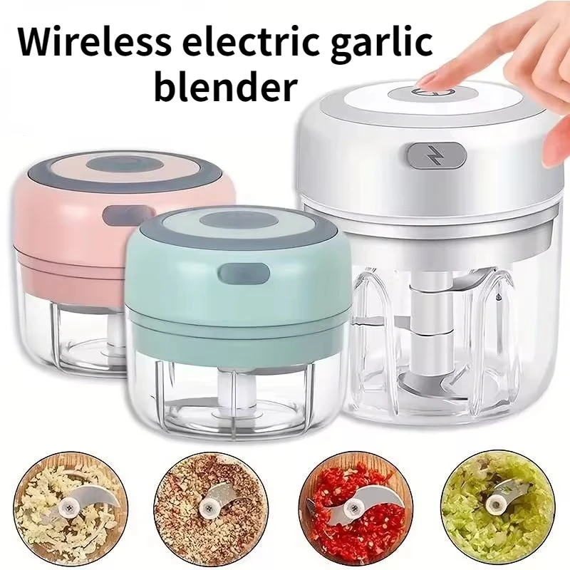 New 100ML Electric Meat Mincer Garlic Chopper Rotate Garlic Press Crusher Vegetable Onion Cutter Kitchen Cooking Accessories