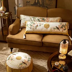 Chinese Flora Bird Pillows 35x100 Long Cushion Luxury Retro Cushions Decorative Pillow For Sofa Chair Bedding Home Decoration