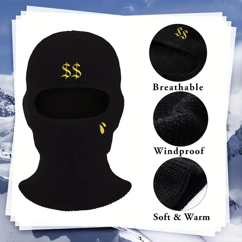 1pc Balaclava Knitted Hat Full Face Cover for Men Women Windproof Neck Warmer Cycling Ski Hat Balaclava Face Mask Hood