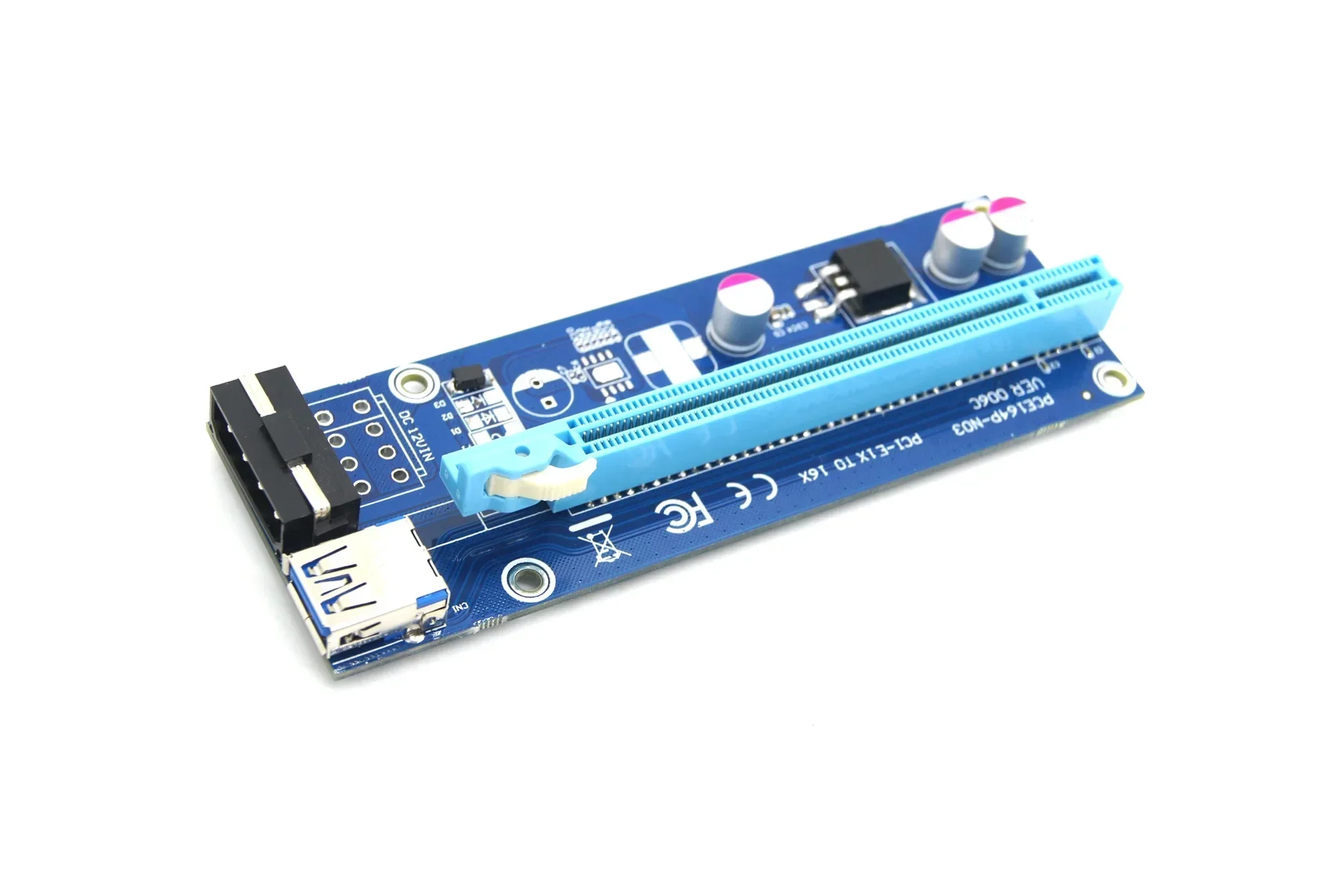 PCI-E 1X To 16X Pcie Extension Cable USB3.0 Mining Adapter Card Graphics Extension Riser Converter Cable4pin Interface X1 To X16