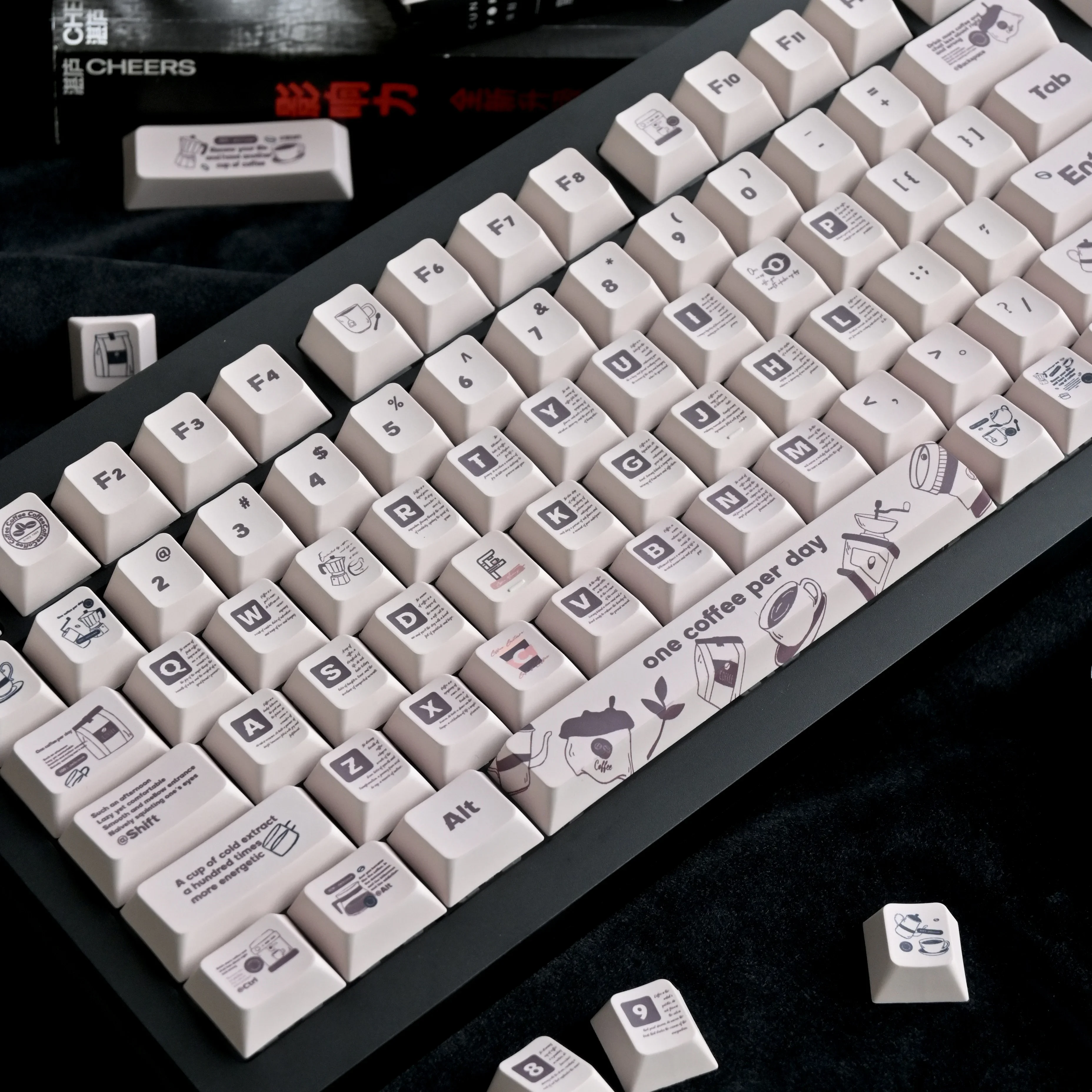 Aobai Coffee Mechanical Keyboard Keycaps Classic Creative Personality New Original Height 75 87 98 104