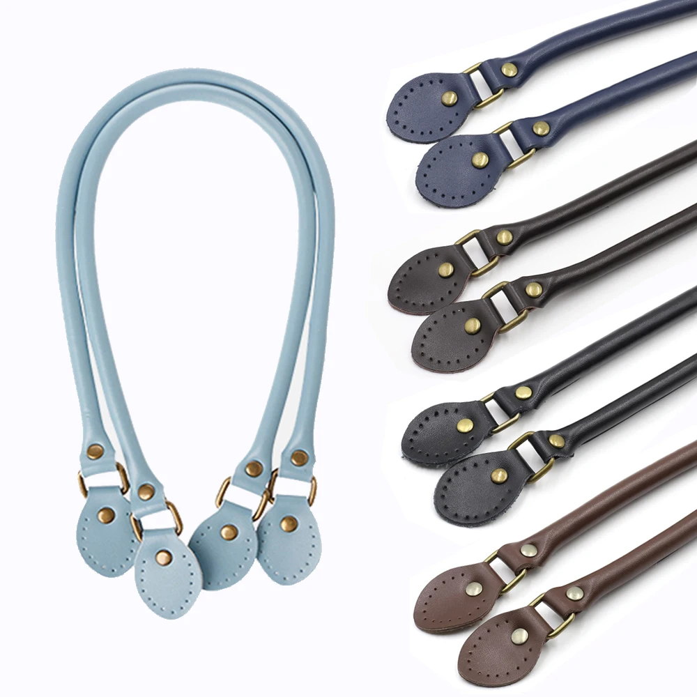 2pcs 50cm Genuine Leather Handles Bag Strap Handmade Shoulder Bags Handle Belts Replacement for Women Handbag DIY Accessories
