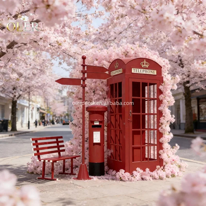 custom.Oem Rts London Telephone Pink Red Phone Booth Box Stand Metal Birthday Party Wedding Decorations Photo Background