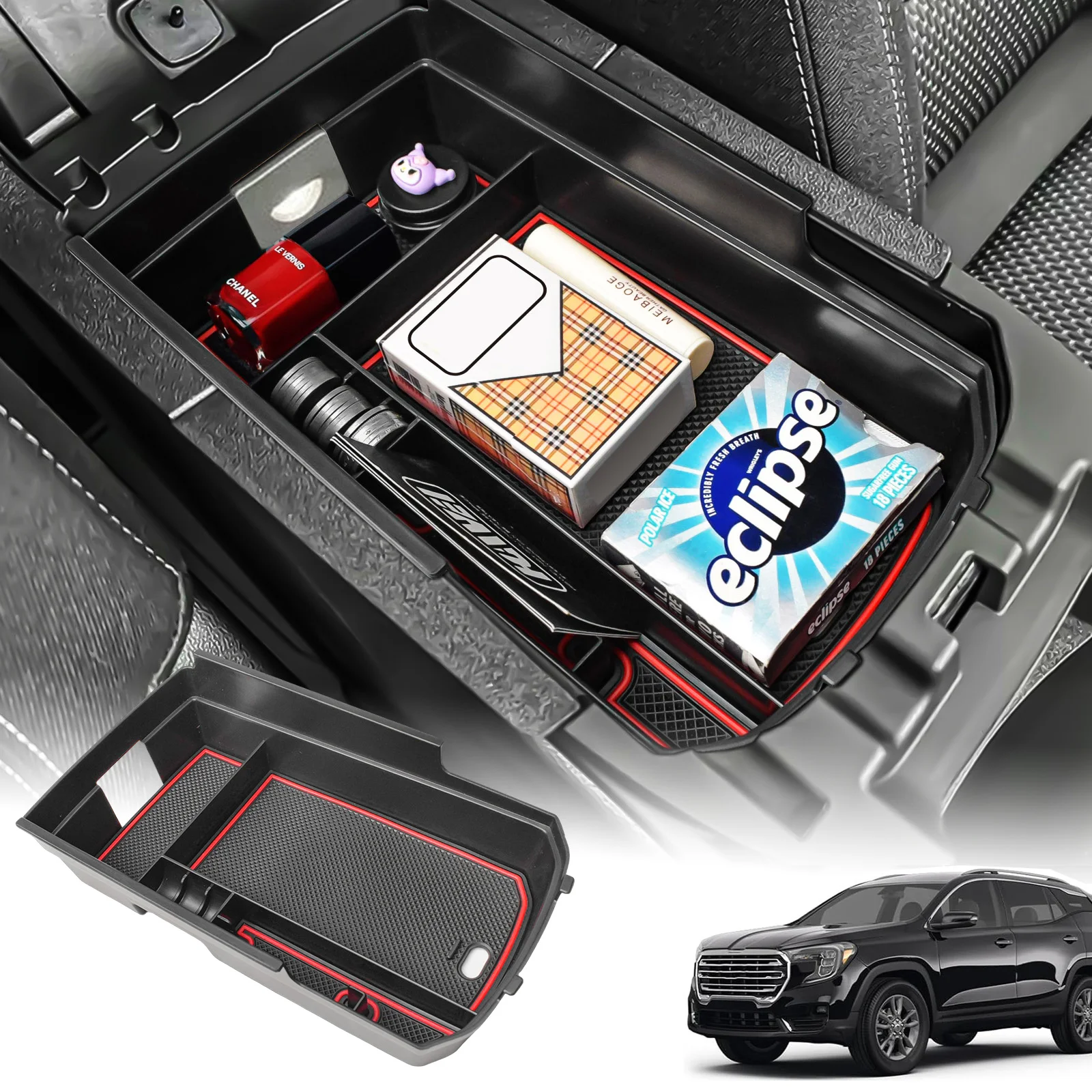 

Center Console Organizer Tray for 2018-2024 GMC Terrain Armrest Box Storage Secondary Car Box Insert Coin Storage Accessories