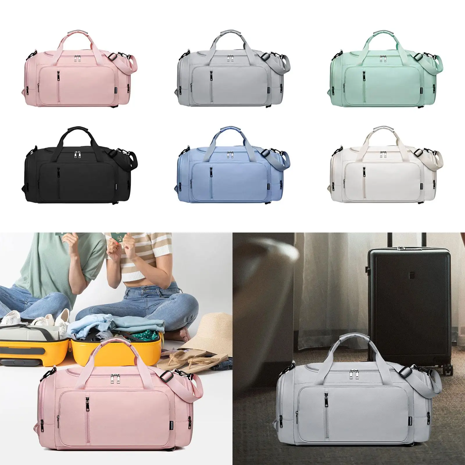 

Travel Duffle Bag Removable Adjustable Strap Overnight Bag Sports Gym Bag