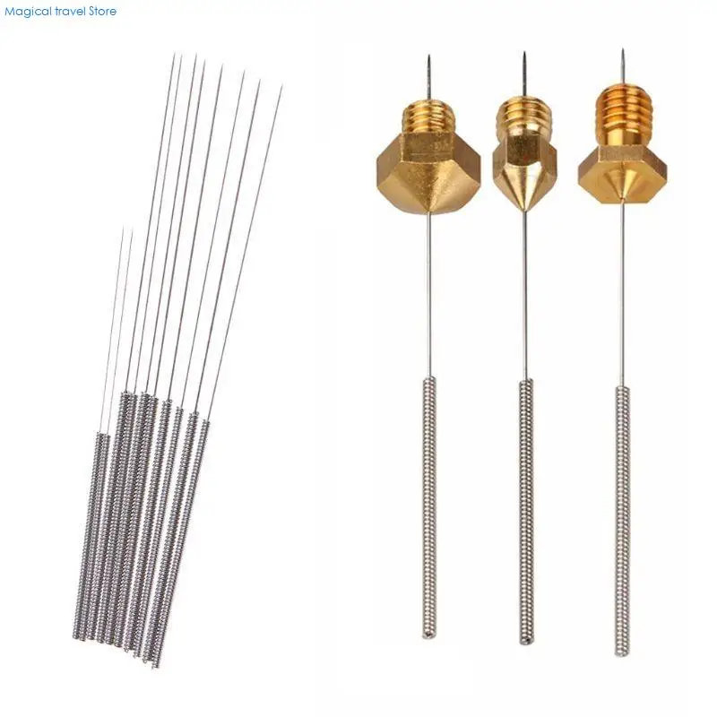 N2UB 10pcs الفولاذ المقاوم للصدأ الفولاذ المعدني تنظيف مجموعة بتات البت الإبرة لطابعة ثلاثية الأبعاد #4