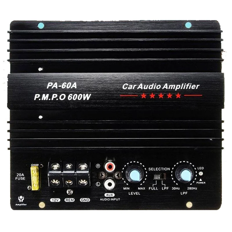 AT51-PA-60A 600W 12V Power Amplifier Board For Home Car Audio Amplifier S Powerful Bass Subwoofers Amp For Mono Car Modi