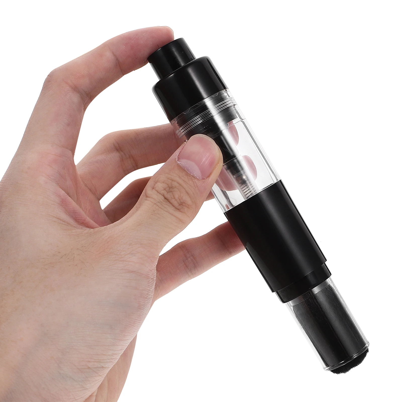 

1PC Press Type Makeup Brush Powder Foundation Blush Travel Portable Nail Dust Remover Refillable Bottle Black Fiber Dense