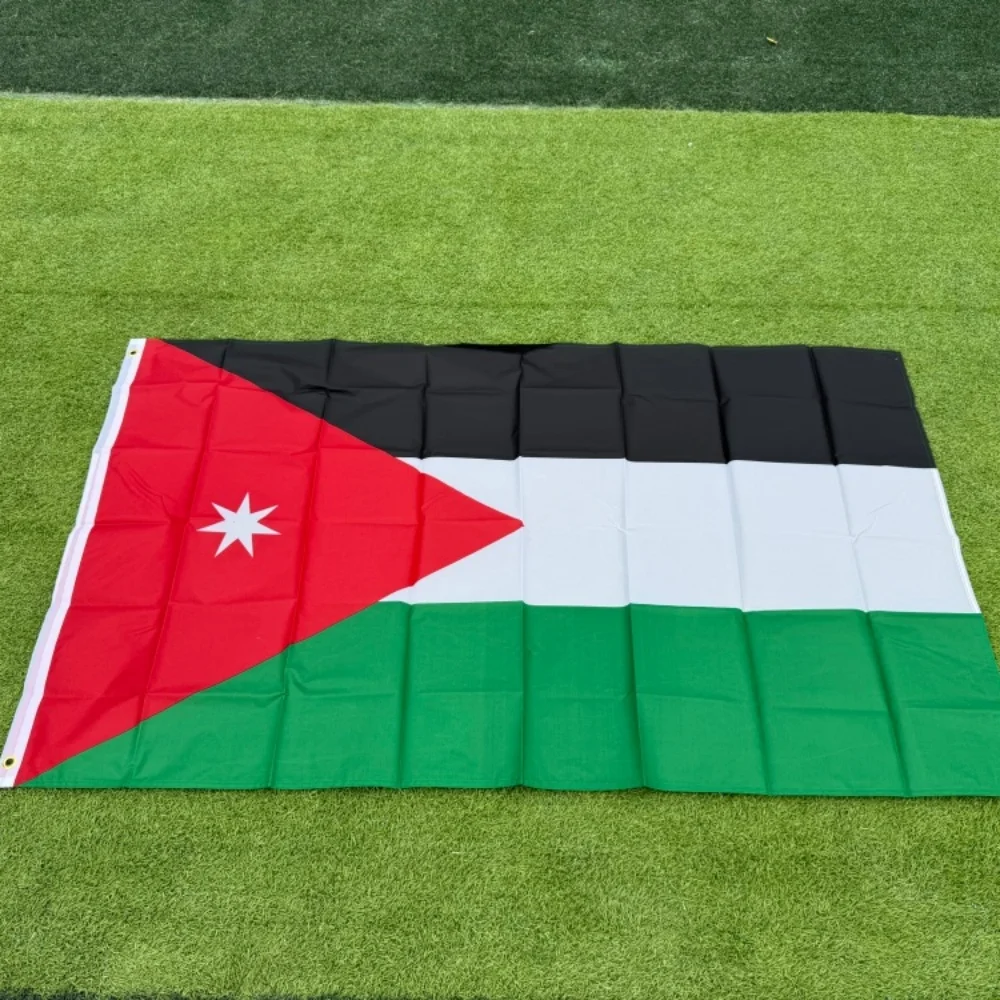 FlagGo Jordan Flag 150x90cm 3x5 FT Black White Green Red Triangle Star Polyester Double Stitched Outdoor Indoor Decoration
