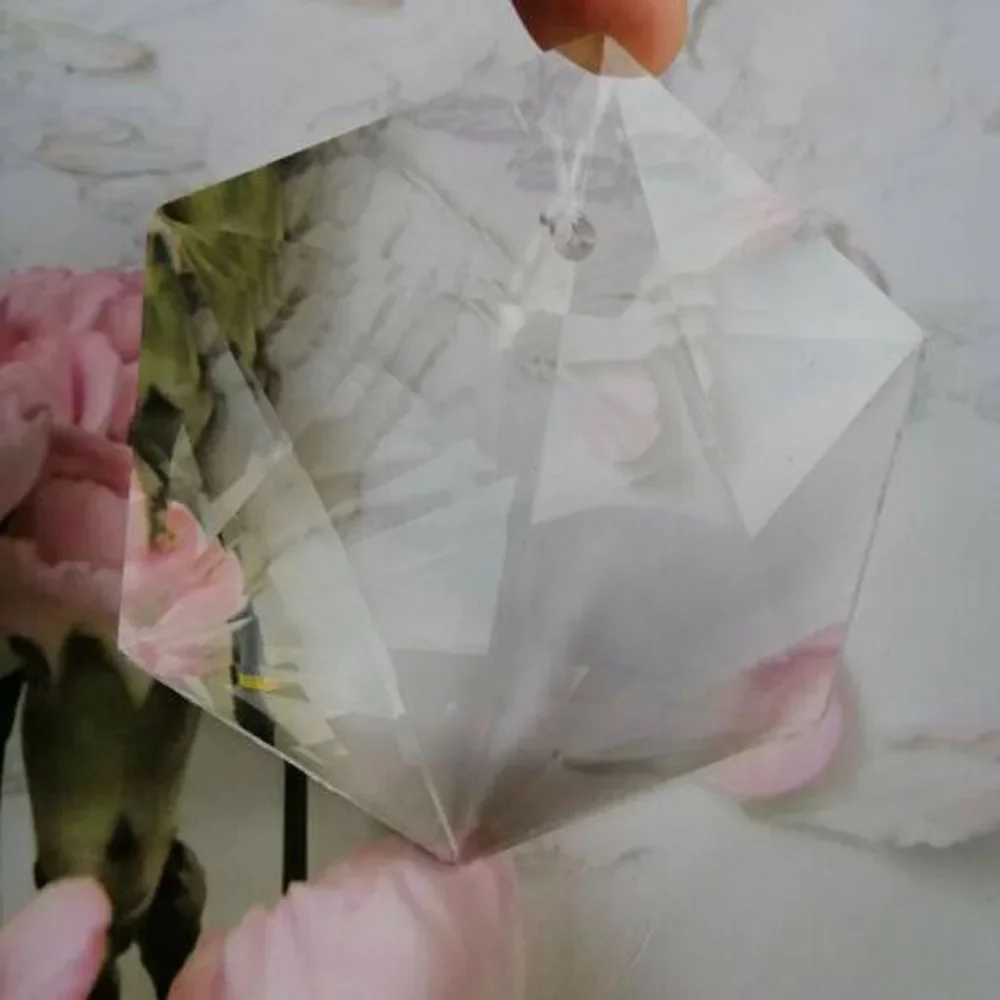 Camal 2pcs 100mm Clear Crystal Hexagram Prisms Pendants Lamp Chandelier Parts Hanging Ornament Suncatcher Widow Gift Home Decor