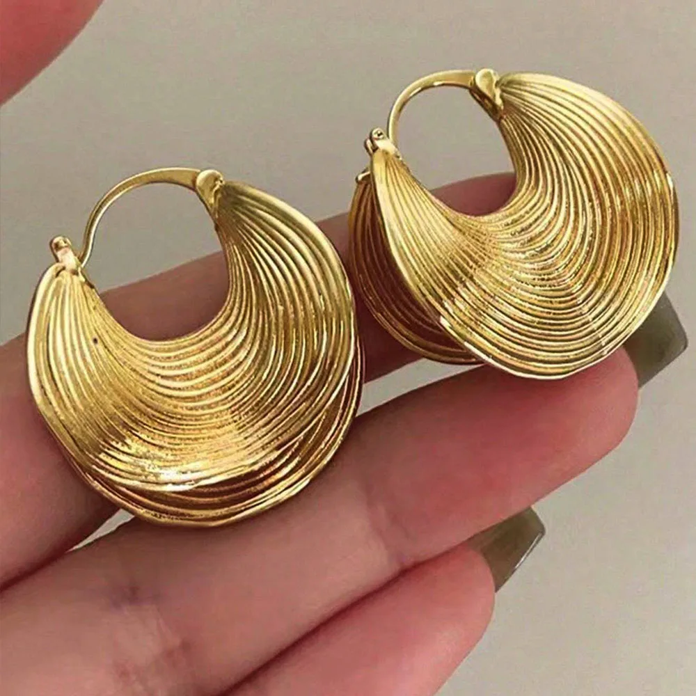 Exaggerated U-shaped Hoop Earrings For Women Gold Silver Color Heavy Metal Earrings Large Bga Shaped Earrings Trendy Jewelry